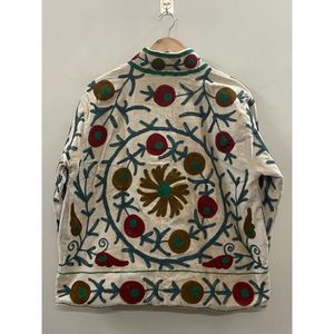 Hand Embroidered 100% Cotton <b>Velvet</b> <b>Jacket</b> <b>Women</b> Mandarin Collar Full Sleeve Floral Pattern Spring Bohemian Style Coat - Product Image 5