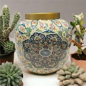 Jarrón de Flores de Latón Esmaltado Hecho a Mano en India - Jarrón Decorativo de Metal Meenakari Vintage para Decoración de Hogar de Lujo y Regalos de Boda - Product Image 6