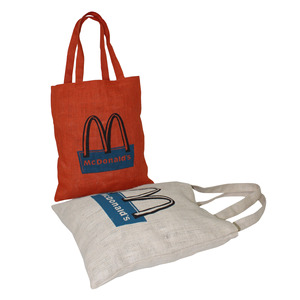 Printed Promotional Foldable Eco Friendly Jute Grocery <b>Bag</b> with Custom Logo Design for Shopping - Product Image 2
