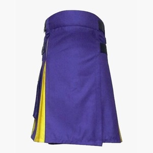 Kilt Escocés Deportivo para Hombre, Kilt Utilitario de Tartán Negro Liso de Poliviscosa - Product Image 1