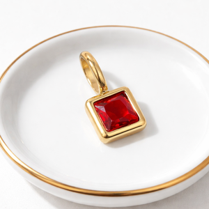 <b>Ruby</b> Quartz Square Pendant Gold Plated Bezel Set Simple Minimalist Gemstone <b>Necklace</b> Handmade Jewelry Gift - Product Image 6