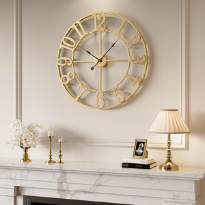 Large Gold Metal <b>Wall</b> <b>Clock</b> Arabic Numeral Decorative Round <b>Clock</b> for Living Room Home Office <b>Bedroom</b> Luxury Interior Decor - Product Image 1