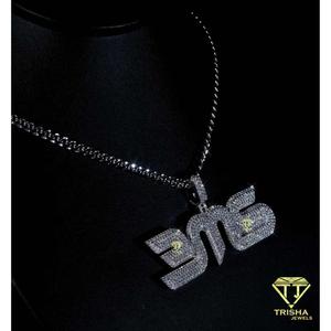 Custom BMS <b>Iced</b> <b>Out</b> Pendant Necklace Hip Hop moissanite Bling Letter Pendant with Cuban Link <b>Chain</b> for Men Women Jewelry - Product Image 4