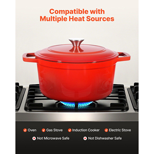 Cocotte en fonte émaillée de qualité supérieure, construction robuste, technologie de rétention de chaleur, compatible four - Product Image 2