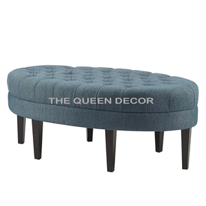 Elegante Mueble de Salón, Otomana Rectangular Tapizada en Terciopelo con Cojín Acolchado y Base en X de Metal Dorado - Product Image 2