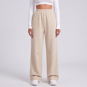 <b>Women's</b> <b>Fleece</b> Straight Mid Waist Loose Fit Eco-Friendly Breathable Full Length Winter <b>Trouser</b> - Product Image 1