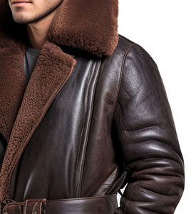 Trench Leather <b>Coat</b> <b>Men</b> Genuine Cow Skin High Quality Sherpa Shearling Waterproof Hooded Regular Length Warm Slim Eco-Friendly - Product Image 5