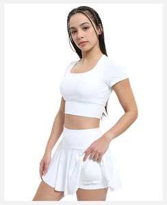 Mini-jupe plissée blanche à taille basse, 100% coton respirant, décontractée, été, pour femmes - Product Image 1
