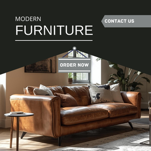 Elegante Sofá de Cuero Vacuno Genuino de Estilo Moderno de Mediados de Siglo, Sofá de Cuero Marrón de 3 Plazas con Estructura de Madera, Muebles para Sala de Estar - Product Image 5