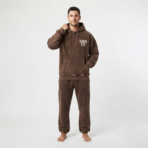 Conjunto Deportivo de Dos Piezas para Hombre, Estilo Oversize, Lavado Ácido, Sudadera con Hombros Caídos, Bolsillo Canguro, Cordón Ajustable, Pantalones Jogger a Juego - Product Image 3