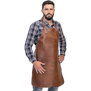 Delantal de soldadura de cuero de grado profesional con acabado rústico para uso industrial - Product Image 6