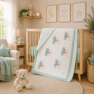 Cartoon Design Jaipur Hand Block Print Soft Baby Quilt 60"X40" size Durable 100% Cotton Reversible for Home Travel Gifting use - Product Image 5