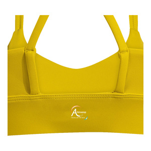 Women's High Support Lightweight Breathable Yoga Sports Bra Yellow Spandex/Polyester Adjustable Straps U-NECK - Product Image 3