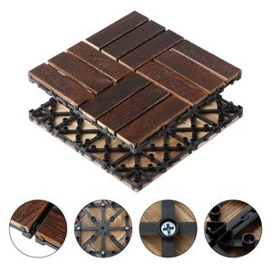 27 Pezzi di Piastrelle in Legno a Incastro 30x30 cm, Pavimentazione Impermeabile per Interni ed Esterni, Decking in Legno per Patio - Product Image 5
