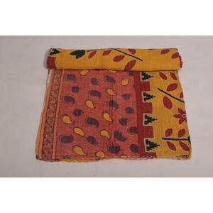 Boho Kantha <b>Quilt</b> Vintage Indian Floral Printed Handmade Cotton <b>Throw</b> Eco Friendly Reversible Bedspread All-Season Washable - Product Image 3