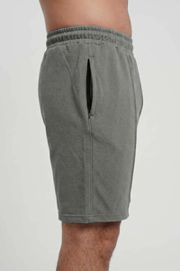 Shorts Bermuda en coton gris uni pour homme avec cordon de serrage à la taille, style décontracté - Product Image 2