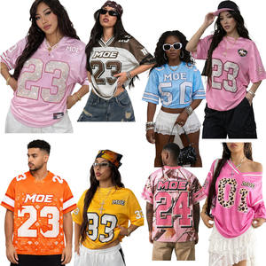 Diseña Tu Propio Jersey Deportivo Informal Y2K de Malla de Poliéster Ligero con Cuello en V, Jersey de Camuflaje con Pedrería, Jersey Corto, Jersey de Fútbol Americano - Product Image 1