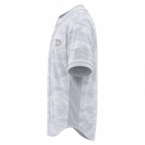 Maillot de baseball camouflage blanc pour homme, manches courtes, boutons sur le devant, évacuation de l'humidité, coupe classique - Product Image 5