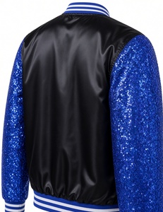 Chaqueta de béisbol con lentejuelas Zeta Phi Beta para mujer, negra, con mangas de satén azul real y lentejuelas, con cremallera y escudo de 1920, estilo bomber, abrigo de hermandad. - Product Image 6
