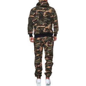 Custom Womens <b>Camouflage</b> Hooded <b>Tracksuit</b> 100% Polyester Full Zip Sweatshirt Pants Set Casual Winter Sportswear OEM - Product Image 4