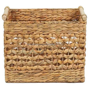 Paniers de rangement décoratifs en paille tissée de Style classique faits à la main boîtes de rangement multifonctionnelles en jacinthe d'eau rectangle bacs - Product Image 4