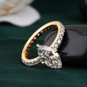 Anillo de compromiso solitario con diamante marquise de 2.00 CT cultivado en laboratorio, con pavé, en oro amarillo de 14K y claridad VVS1 - Product Image 2