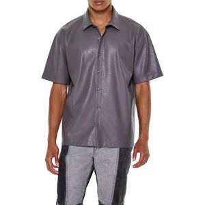 Chemise décontractée pour homme en cuir de mouton brillant de haute qualité, pour un usage quotidien - Product Image 1