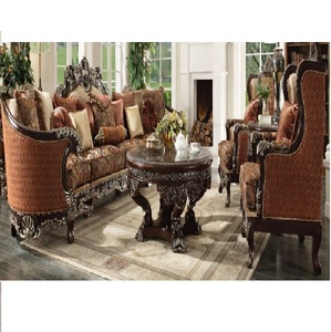 Juego de muebles de madera estilo europeo y clásico para el hogar tapicería de madera, conjunto de muebles para sala de estar, conjunto de sofá de madera de teca para sala de estar Formal - Product Image 1