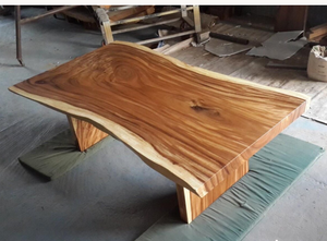 Table de salle à manger moderne en bois massif de Suar séché, grande dalle naturelle à bords bruts, unique, pour hôtels, restaurants et cuisines - Product Image 4