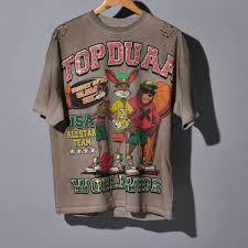 Camiseta Personalizada con Diseño Gráfico Vintage para Hombre, Tejido Grueso 100% Algodón, Talla Grande, Transpirable, Estilo Urbano, Baloncesto USA Allstar - Product Image 3