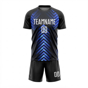 Conjunto de Uniforme de Fútbol Personalizado, Profesional, Transpirable, en Negro y Azul Eléctrico - Ropa Deportiva de Alto Rendimiento para Equipos - Product Image 1