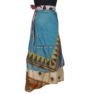 Robe-jupe vintage réversible en soie recyclée, style turban, pour la nuit, en soie indienne, idéale pour l'été – Fabrication artisanale - Product Image 1