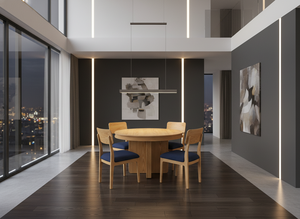 Juego de Mesa de Centro Redonda Moderna con 4 Sillas, Madera de Fresno Maciza y Chapa de MDF, Diseño Duradero y Ligero - Product Image 2