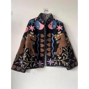 Stylish Handmade Embroidered <b>Animal</b> <b>Pattern</b> Blazer Women Full Sleeve Turn-down Collar Regular Length Woven Fabric Autumn Style - Product Image 2