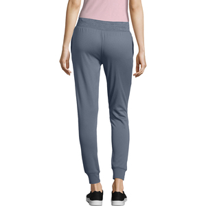 Women Solid Gray <b>Ankle</b>-Length Jogger Pants Mid Waist Drawstring Casual Knitted Cotton Spandex Breathable Autumn Fit - Product Image 2