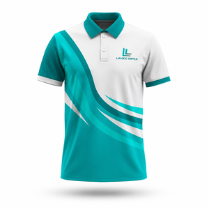 Wholesale Custom Printed Teal White Knitted Quick Dry Men's for <b>Shirt</b> Polyester Heat-Transfer Printing Sports Golf Corporate - Product Image 2