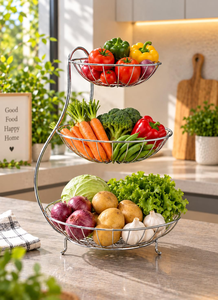 Cesta para Frutas de Acero Inoxidable, de Tres Niveles, con Soporte de Alambre, Organizador de Almacenamiento de Frutas y Verduras para Encimera de Cocina - Product Image 2