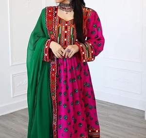 Vestido bordado a mano para mujer, vestido tradicional Afghani, estilo Pashtun Afghani, hecho a mano - Product Image 4
