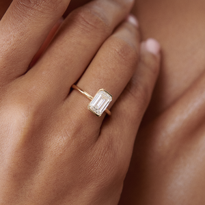 1,0-3.0cts Anillo de compromiso de diamante cultivado en laboratorio Esmeralda - Product Image 3