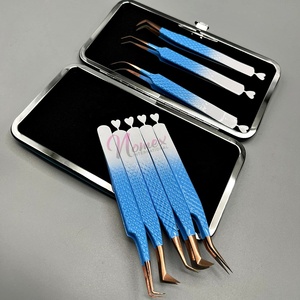 Juego de Pinzas para Extensión de Pestañas de Acero Inoxidable con Punta de Fibra, Resistentes, Antibacterianas, Ligeras y Personalizables - Product Image 5