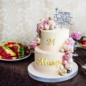 JUXINDA 64 Number <strong>Cake</strong> Decorating with Gold Acrylic <strong>Letters</strong> Suitable <strong>for</strong> Weddings Birthdays and Baking - Product Image 1