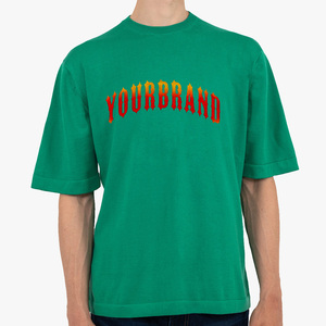 Camiseta de manga corta verde para hombre de tu marca, cuello redondo, informal, de algodón, con diseño de letras impresas, corte regular y en oferta online. - Product Image 1