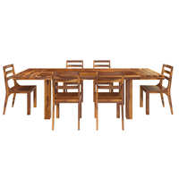 Ensemble de table à manger en bois massif 7 pièces, rectangulaire, rustique, moderne, 6 chaises, meubles de maison stables