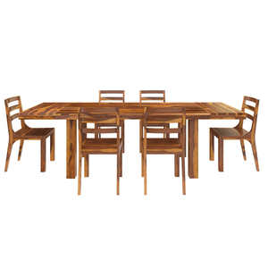 Juego de Comedor de Madera Maciza de 7 Piezas, Rectangular, Rústico Moderno, 6 Sillas, Muebles Estables para el Hogar - Product Image 4