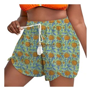 Nouveaux shorts en coton imprimé à motif pour femme, avec cordon de serrage à la taille, style décontracté, confortables pour toutes les saisons - Product Image 4