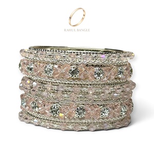 Bracelet en argent plaqué avec pierres de zircon rose haute brillance, bracelets en acier inoxydable, collection de mariage et de fêtes, vente en gros - Product Image 2