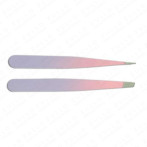 2PCS <b>Pink</b> Purple Gradient Stainless Steel Eyebrow Tweezers <b>Set</b> Custom Tip OEM Private Label Brow Shaping <b>Tool</b> - Product Image 3