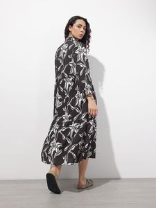 Vestido de Algodón de Alta Calidad con Cuello Camisero Negro Elegante y Forro de Mulmul, Ideal para Verano, Viajes o Uso Casual, a Precio de Fábrica - Product Image 5