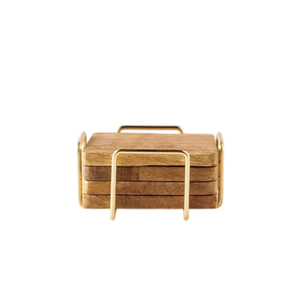 ชุดจานรองแก้วไม้ทรงกลมอะคาเซียทันสมัย 4 ชิ้น พร้อมลายสลักเลเซอร์รูปทรงเรขาคณิต ขายส่งจำนวนมาก ของขวัญแผ่นรองชาไม้สไตล์มินิมอล - Product Image 6