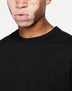 T-shirt à manches longues noir pour homme, col rond, tricoté, décontracté, coupe classique, avec poche, anti-plis, color block, en jersey 100 % coton - Product Image 4